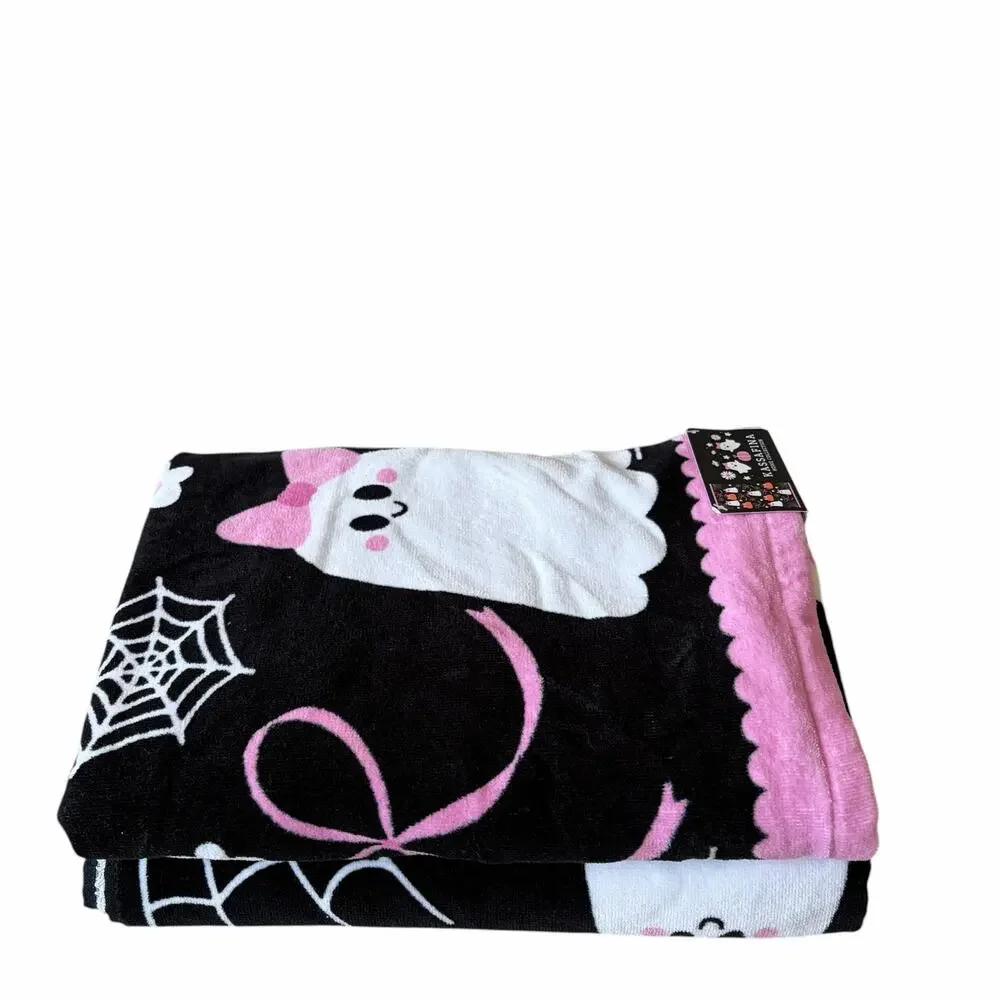 NEW Kassafina Coquette Halloween Bath Towel Set of 2 100% Cotton VIRAL